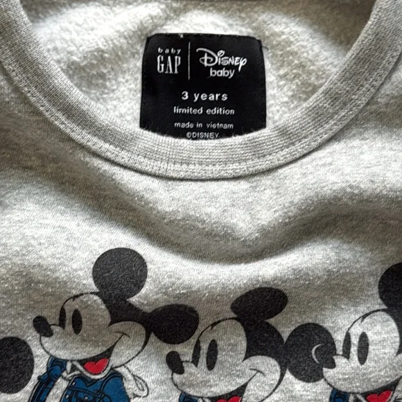 GAP Kids Gray Mickey Mouse sweatshirt boys size 3 - Picture 3 of 5